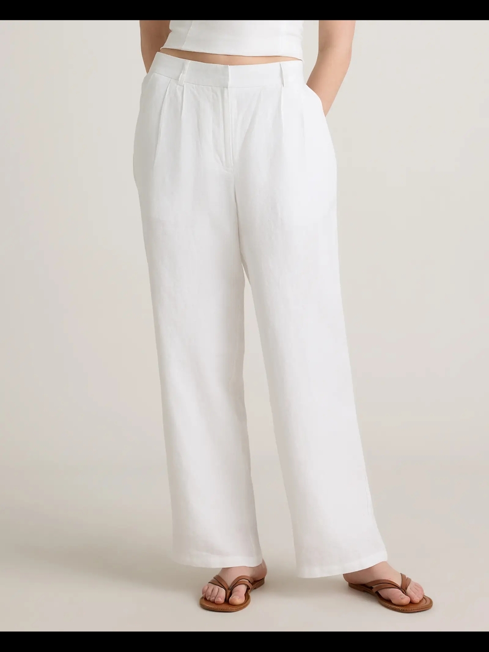 Quince 100% European Linen Wide Leg Pants White Coastal Quiet Luxury- 2